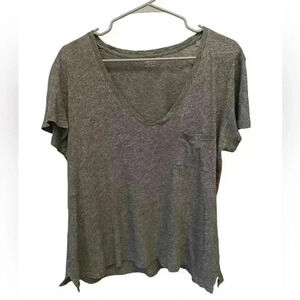 Madewell Whisper Cotton V Neck Pocket Tee Womens Medium Dark Gray